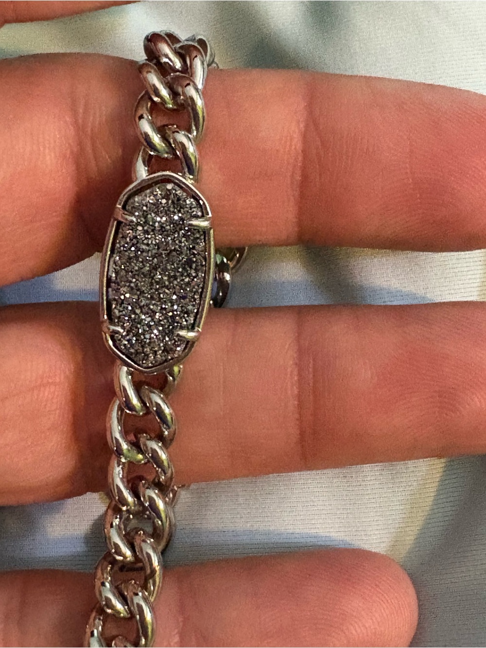 Kendra Scott Silver Druzy chunky Link Bracelet